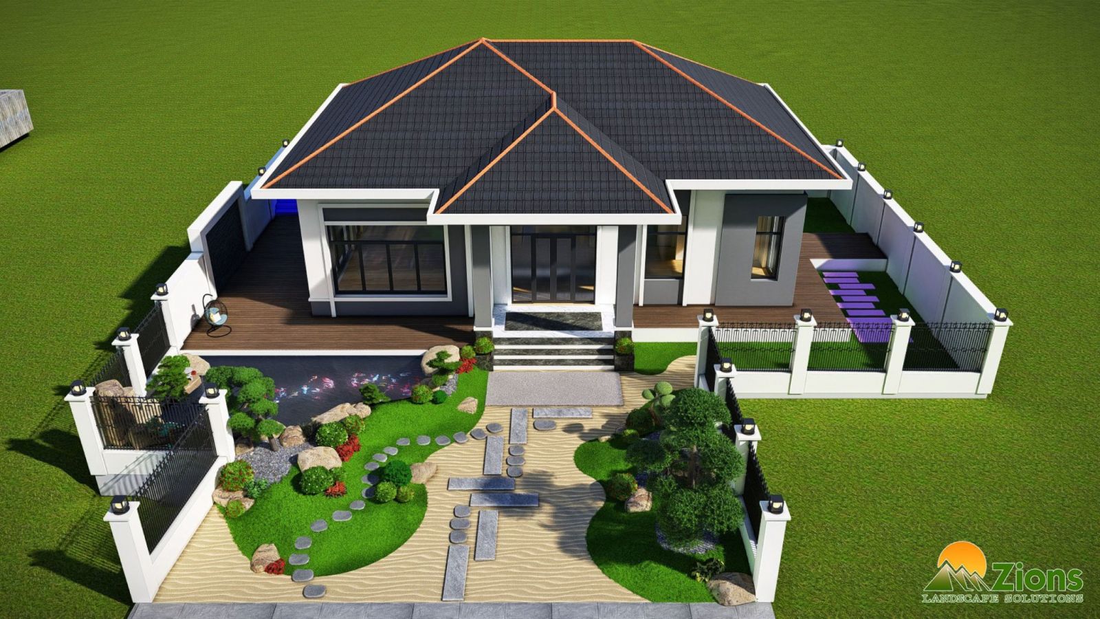 Thiết kế sân vườn Nhật nhà cấp 4